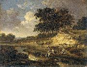 Jan Wijnants Landscape with a rider watering his horse. France oil painting artist